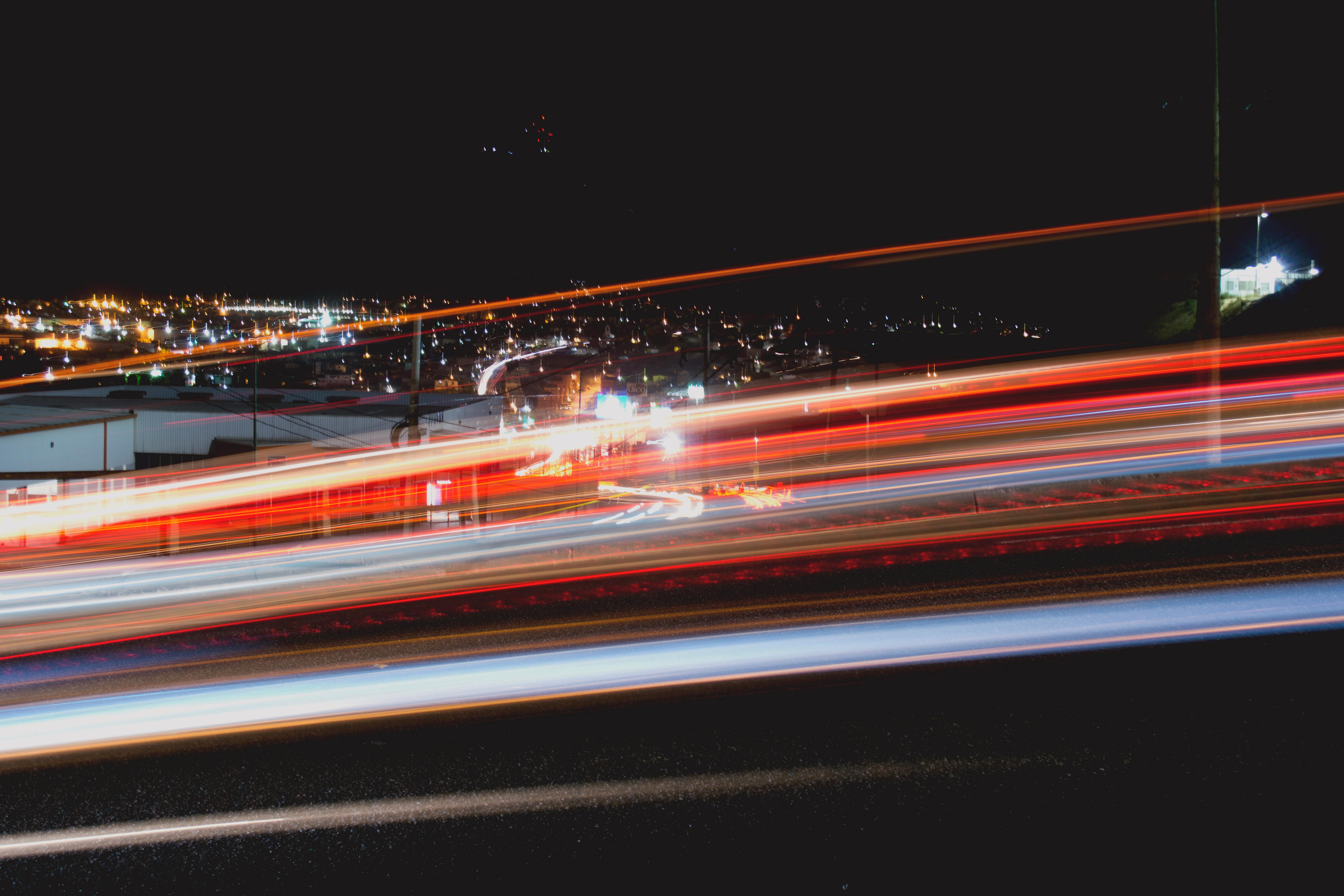 Free stock photo of car lights, city, longexposure