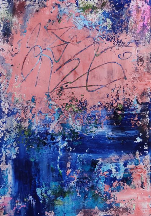 Free Explore an artistic abstract with bold colors and dynamic textures on canvas. Stock Photo