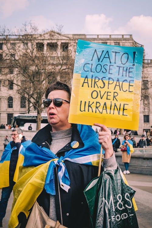 Free Rally to Support Ukraine at Trafalgar Square, London Stock Photo