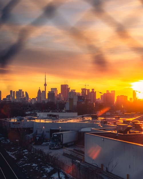 Free City Skyline During Golden Hour Stock Photo