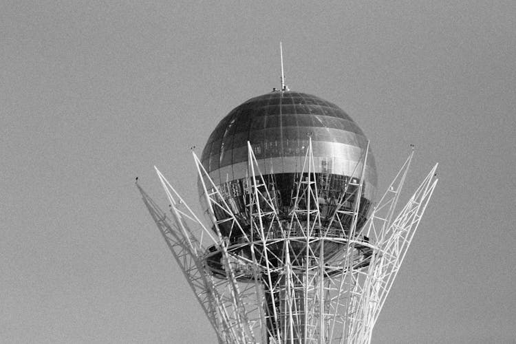 Grayscale Photo Of Baiterek Monument In Astana, Kazakhstan