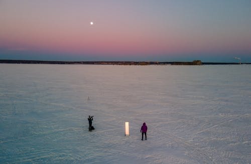 Бесплатное стоковое фото с Аэрофотосъемка, заснеженная земля, зима