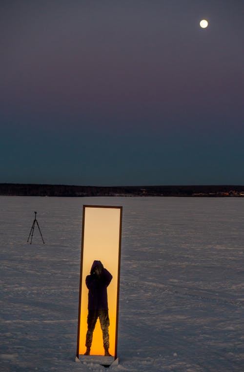 Free Reflection of a Person on a Mirror Stock Photo