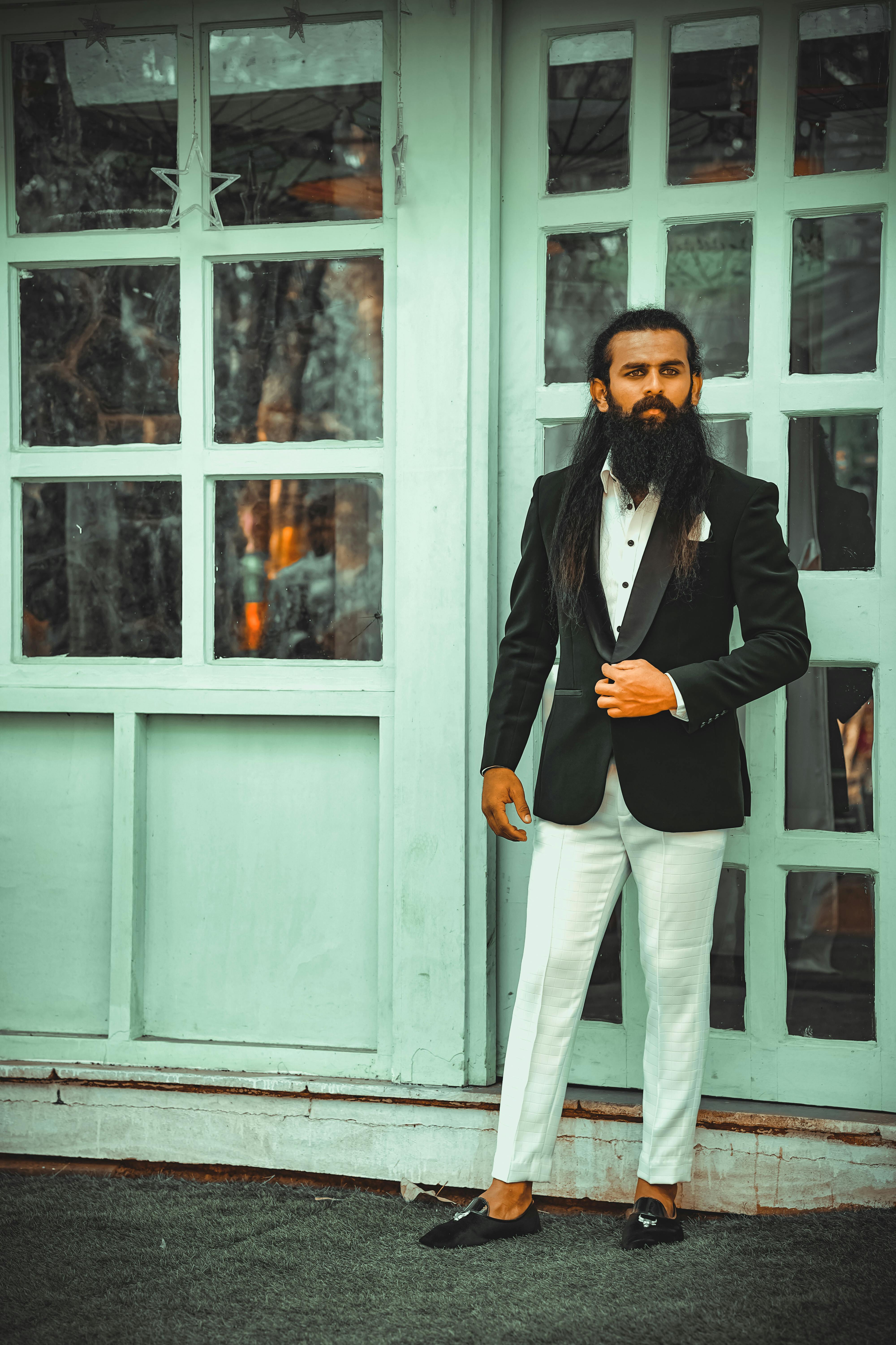 Shawl Lapel Jacquard Ivory Wedding Suits Black Pants Groom Men Tuxedos –  classbydress