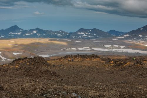 Free Breathtaking view of a mountainous desert landscape under dramatic skies. Stock Photo