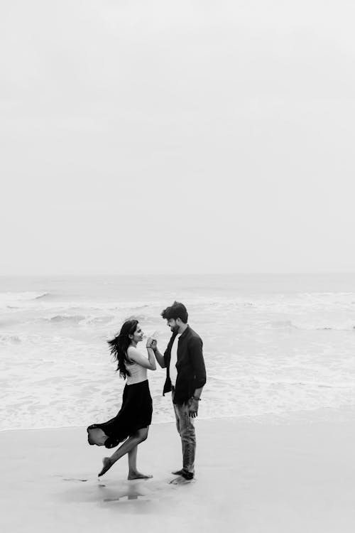 Black and White Couple on Beach