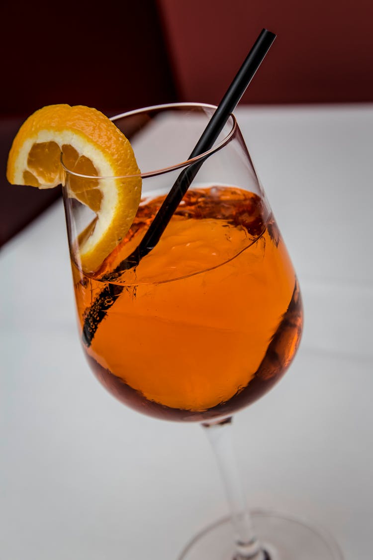 Orange Juice In Clear Drinking Glass