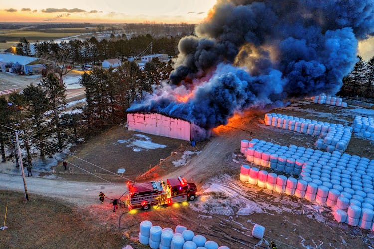 Aerial Photo Of A Fire Scene 