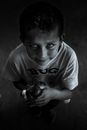 Sad Little Boy Holding His Pet