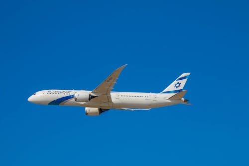Gratis stockfoto met blauwe lucht, el al israel luchtvaartmaatschappijen, passagiersvliegtuig