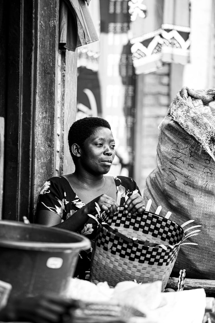 Woman Making Basket