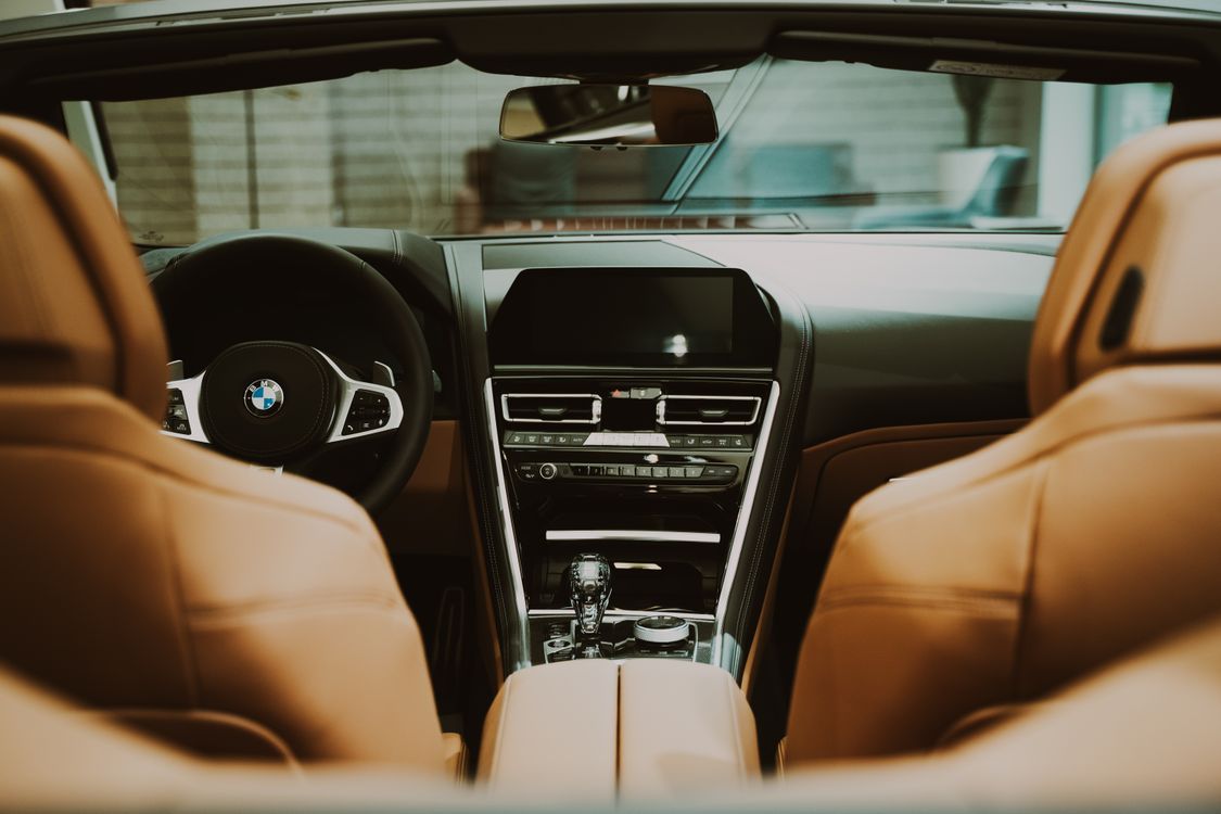 Clean leather seats and dashboard in a car interior