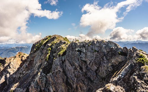 Rock Mountain under Blue Cloudy Sky 