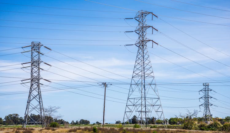 Electricity Pylons Connected With Wires