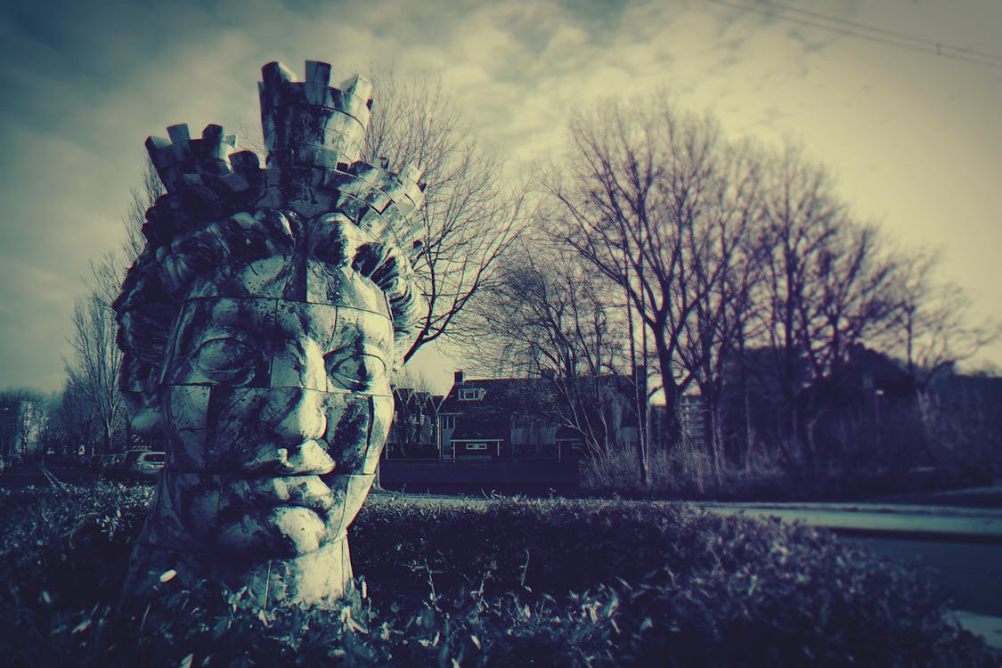 Bezpłatne Pomnik Głowy Człowieka W Pobliżu Nagich Drzew Zdjęcie z galerii