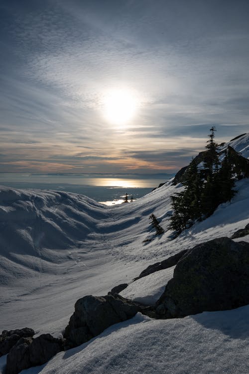 Snow Covered Mountain on a Seaside 