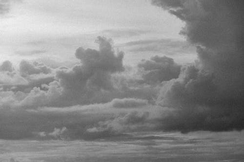 Grayscale Photo of a Clouds in Sky