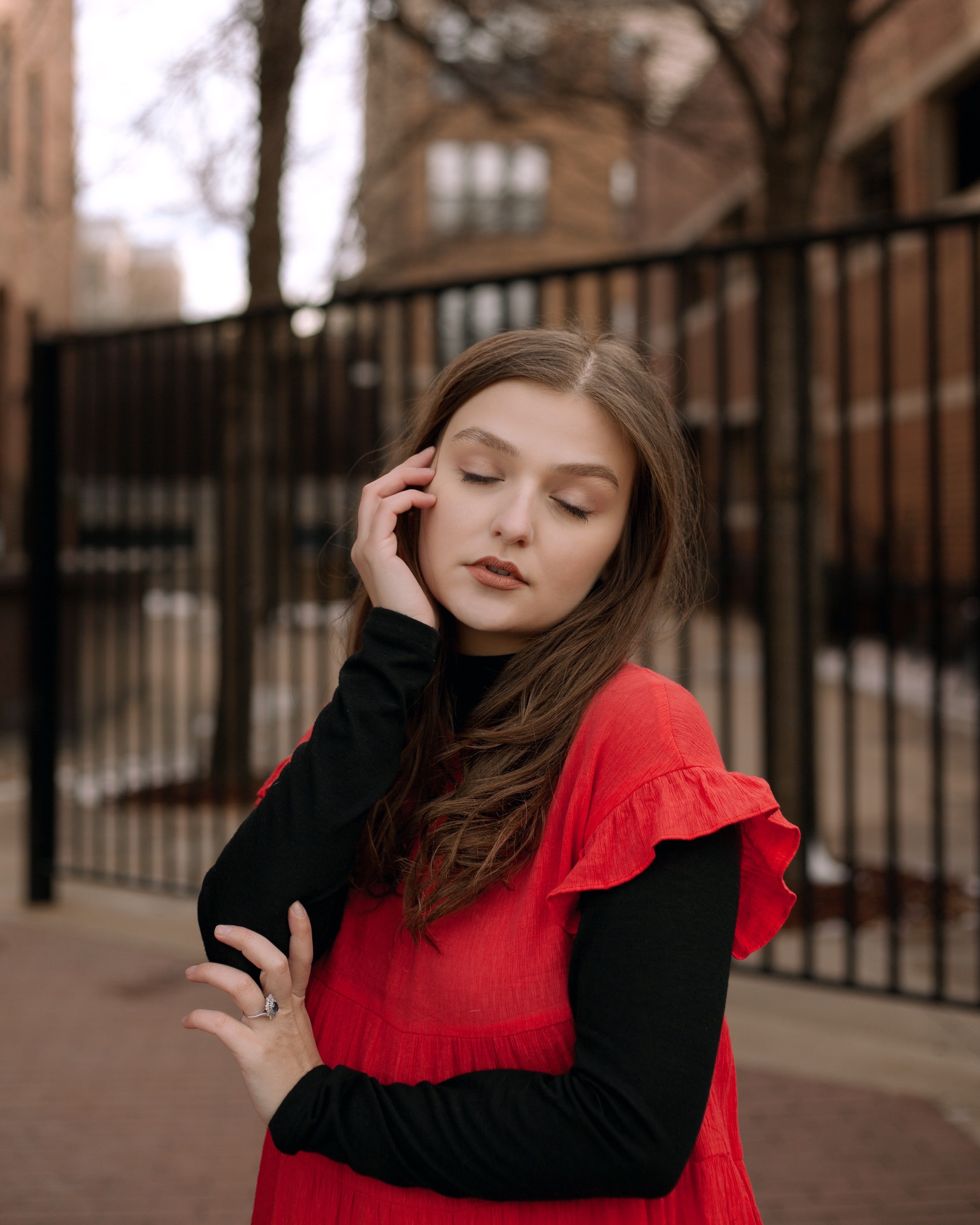 Portrait of a Beautiful Woman with Closed Eyes · Free Stock Photo