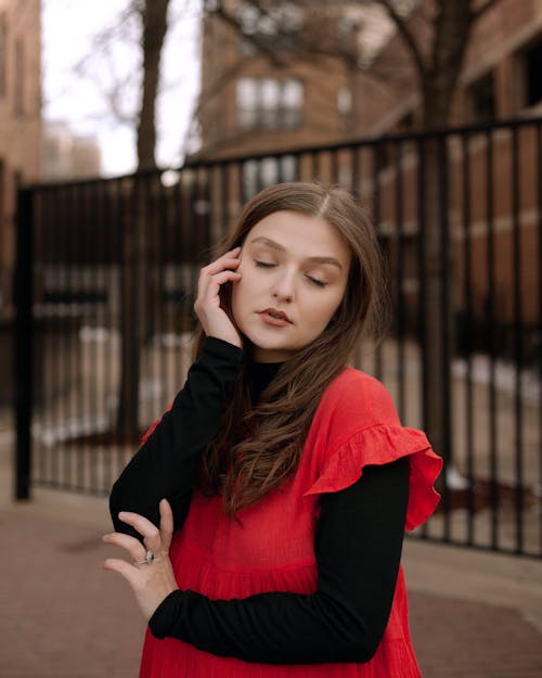 Portrait of a Beautiful Woman with Closed Eyes