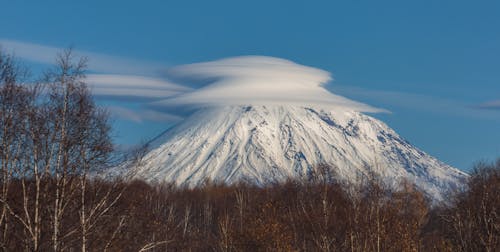 Snow-Covered Mountain Under Blue Sky