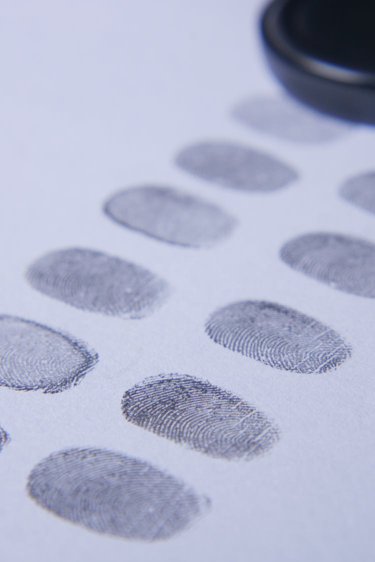 Close-up Of Fingerprints On White Background 