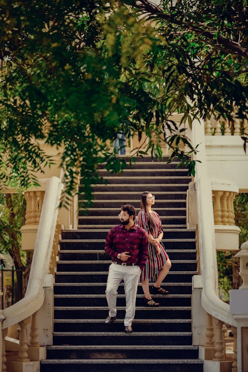 Couple Posing on Stairs