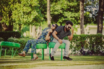 Man and Woman Spending Time Together in Park