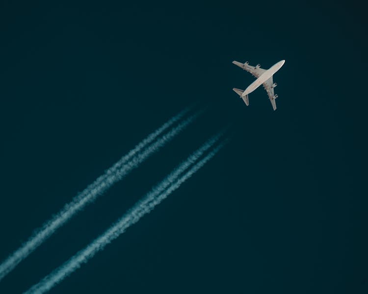 Passenger Plane Flying Over Clear Sky