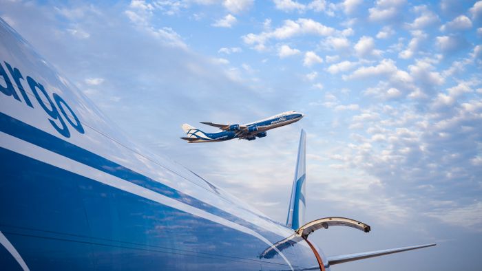 Air cargo plane taking off