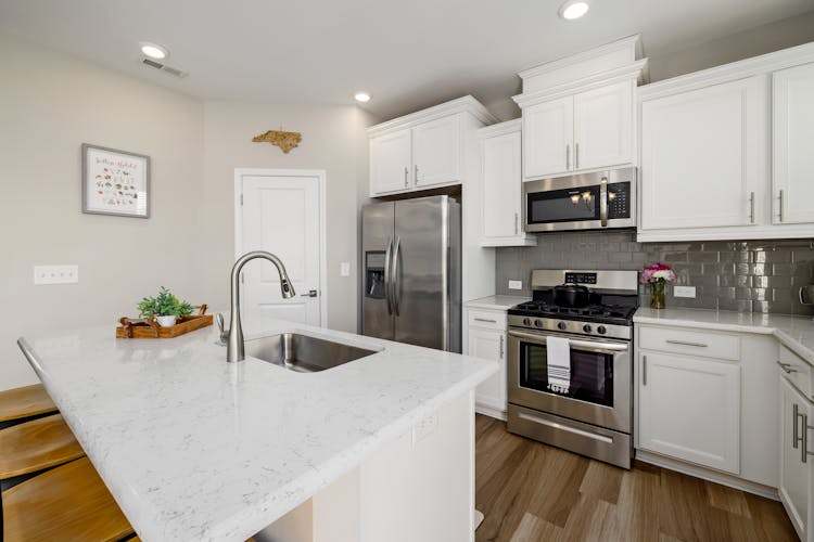 Stainless Steel Sink On Marble Countertop