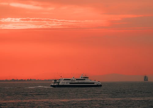 Yacht on the Sea During Sunset