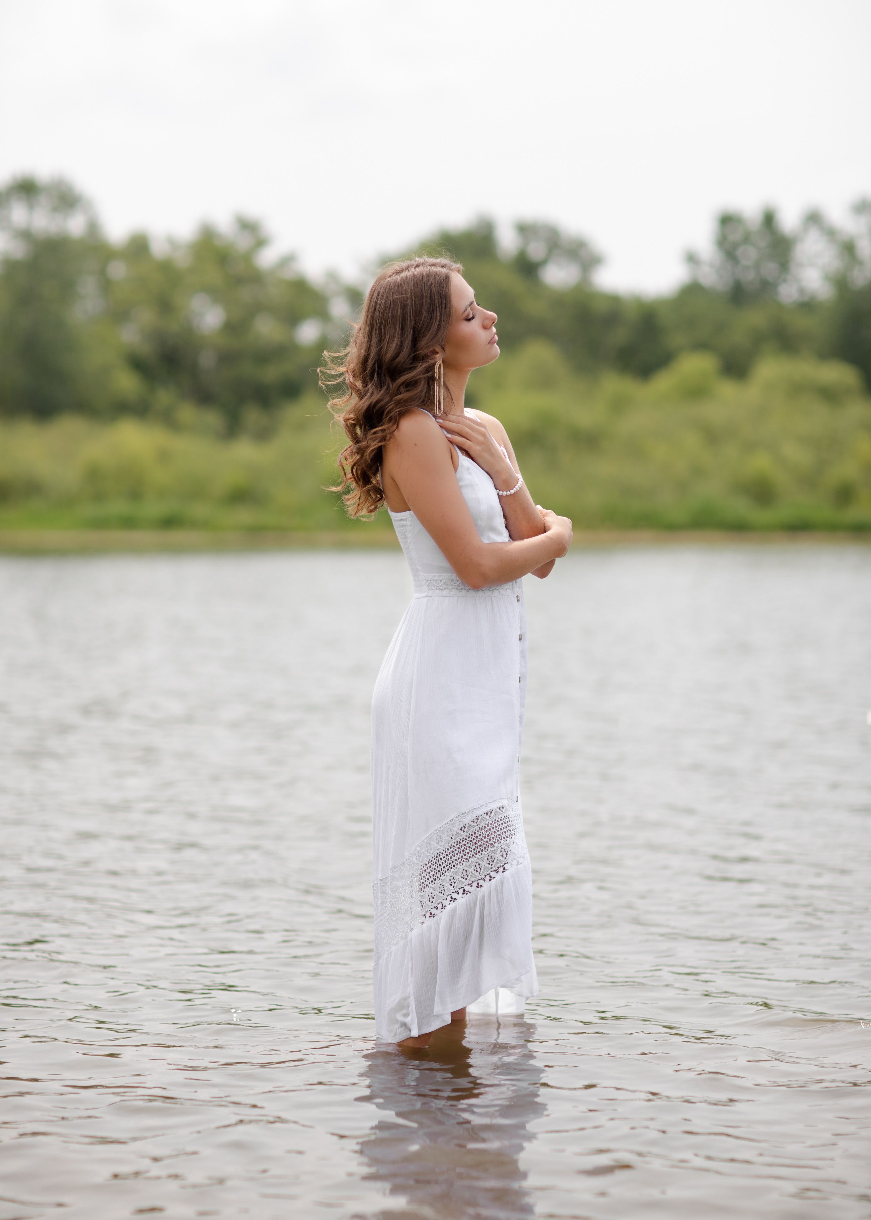 A Woman in White Dress Standing on the Lake · Free Stock Photo
