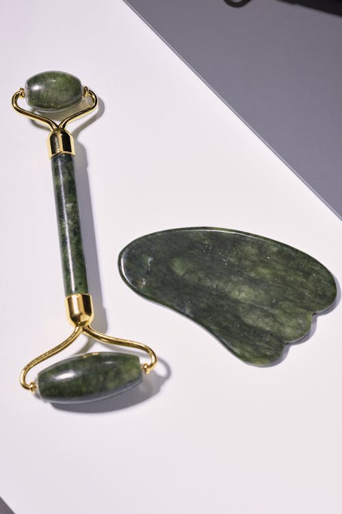 Green Jade Roller on the the Table