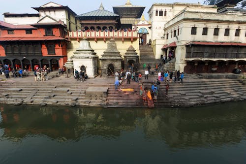 Foto stok gratis bagmati, candi hindu, fotografi drone