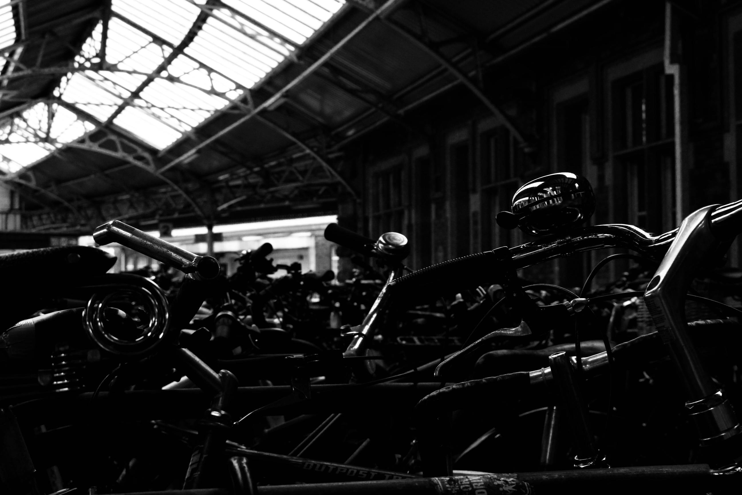 Free stock photo of bike, train, train station