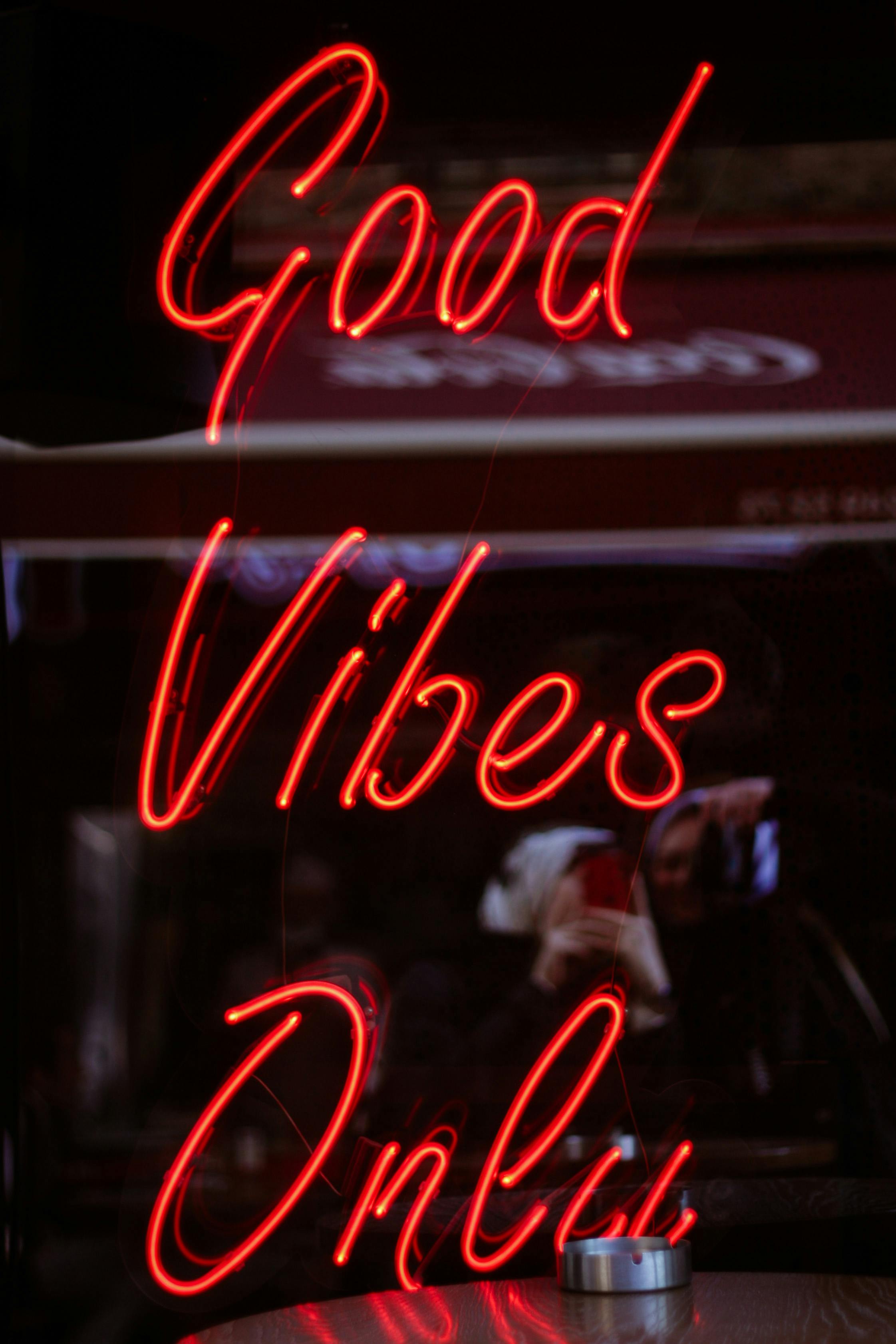 Download Good Vibes Only Neon Red Aesthetic Vibes Wallpaper