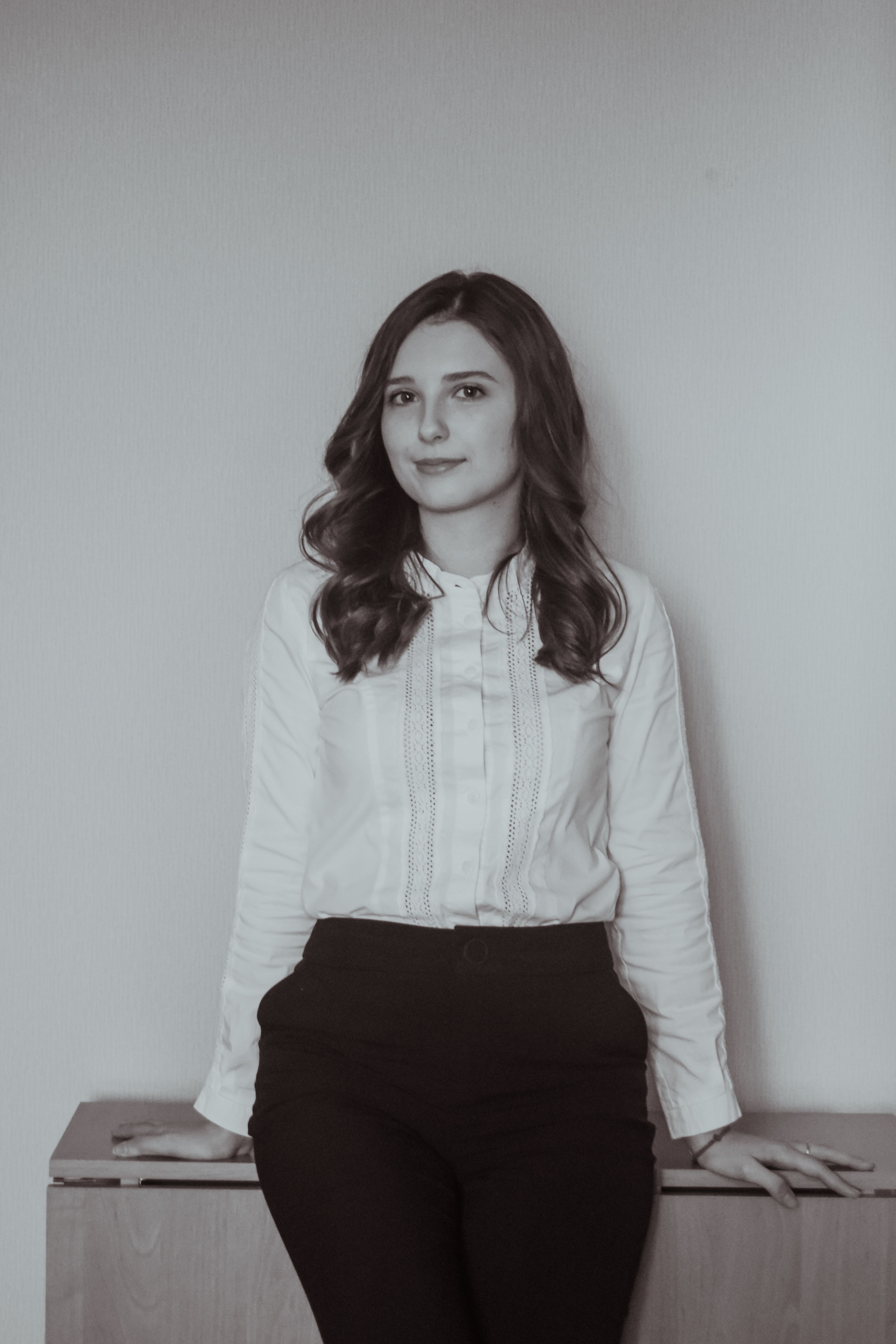 Grayscale Photo of a Woman in Long Sleeve Shirt and Pants · Free Stock ...