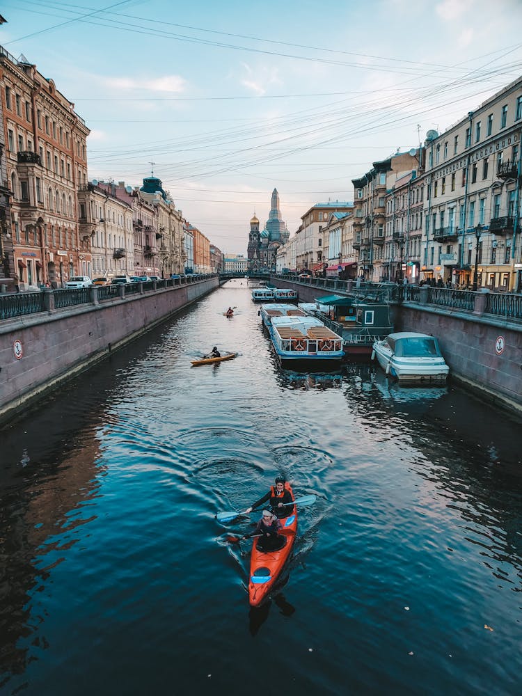 People Kayaking On Griboyedov Canal