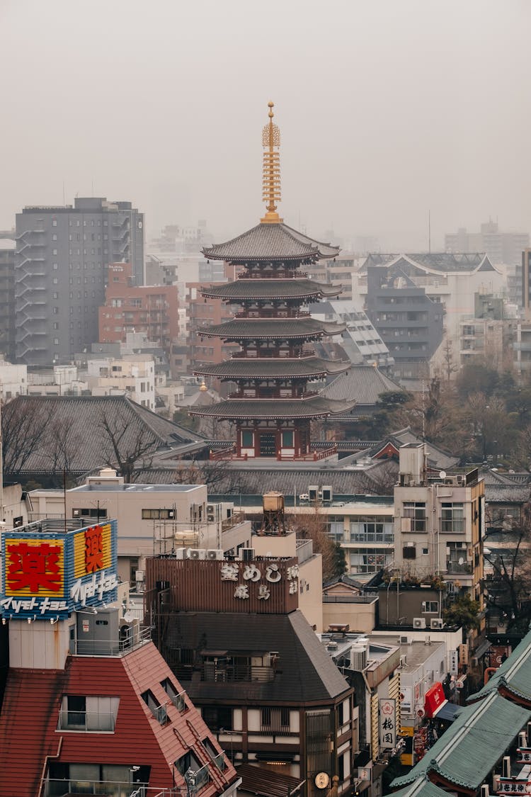 View Of Sensoji Temple In Tokyo, Japan