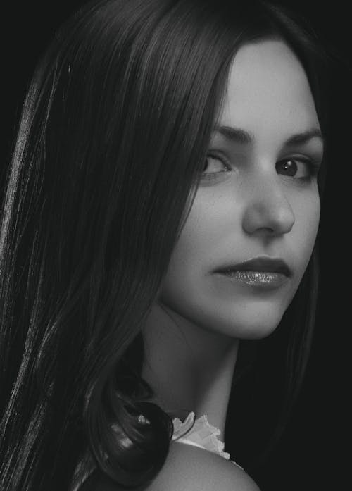 Grayscale Photography of Woman's Face
