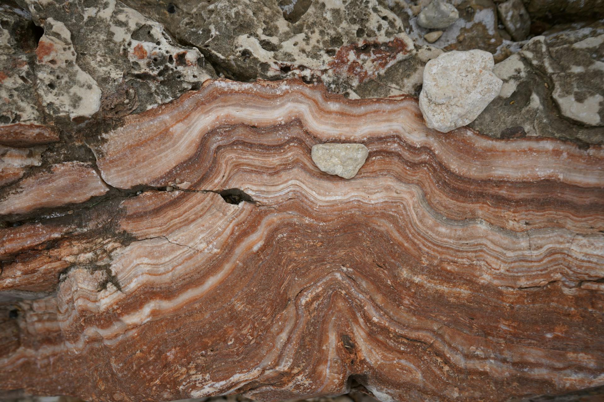 Detailed close-up of banded iron formations with unique textures found in Croatia.