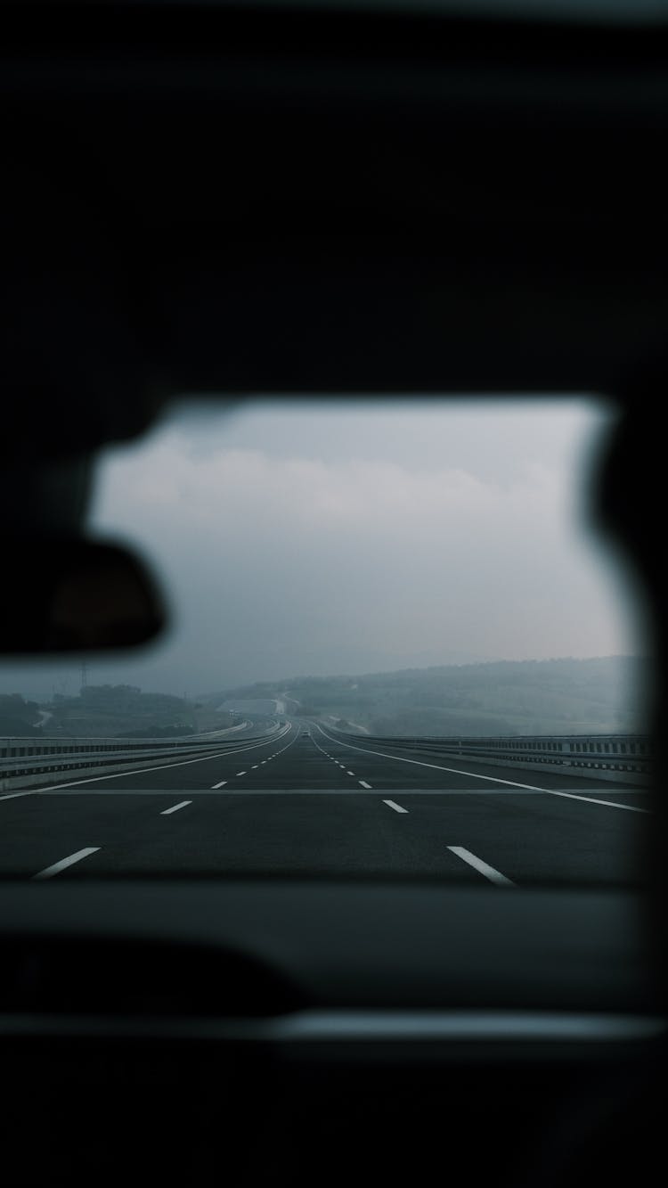 Empty Highway Seen From Car