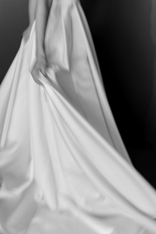 Free Woman in White Dress in Grayscale Stock Photo