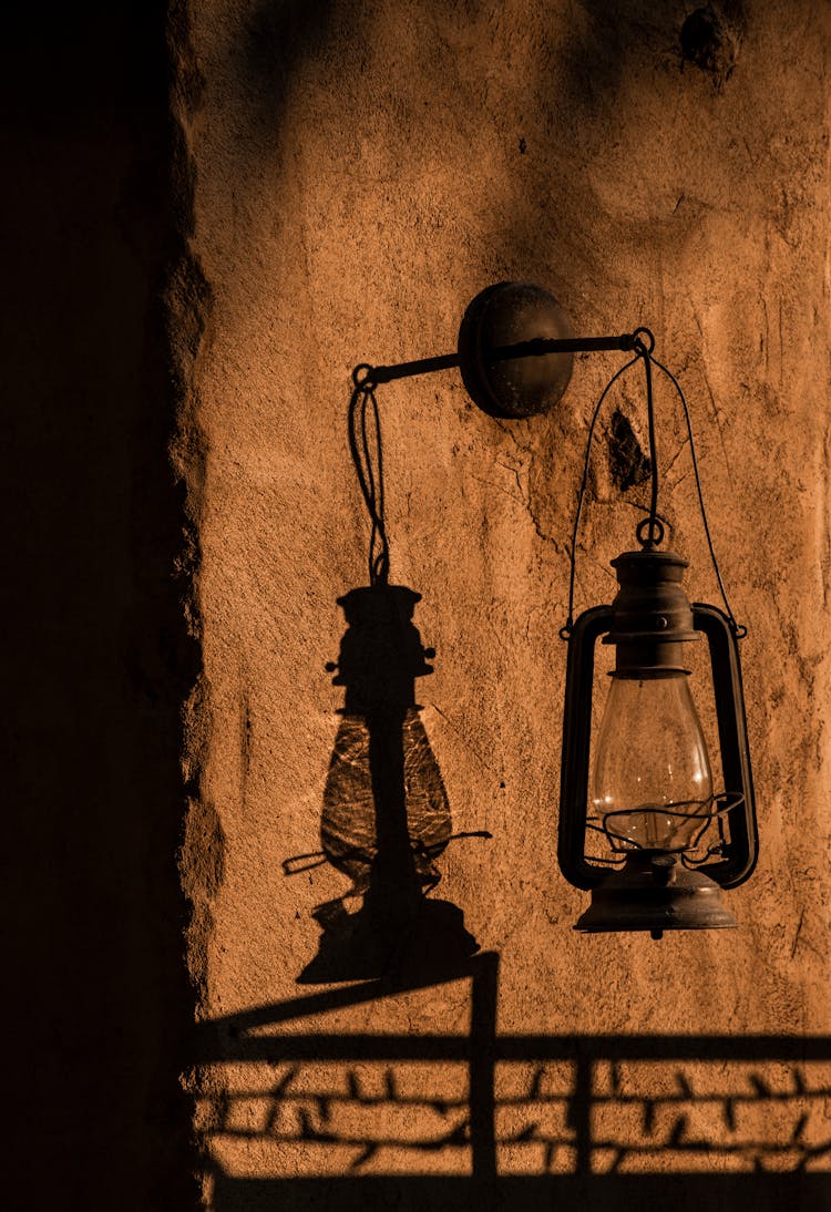 Gas Lamp Hanging On The Wall