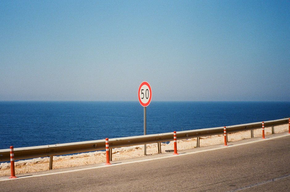Road signs indicating speed limits in the Czech Republic