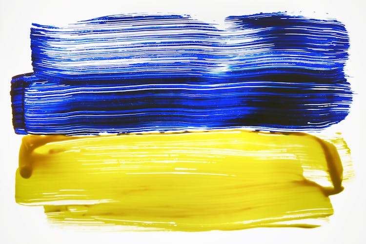 A Yellow And Blue Brush Strokes Painting