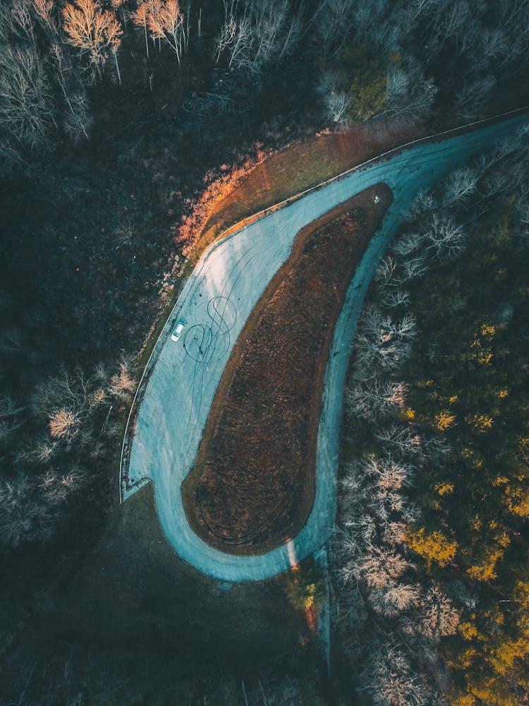 Road Loop In The Middle Of Forest