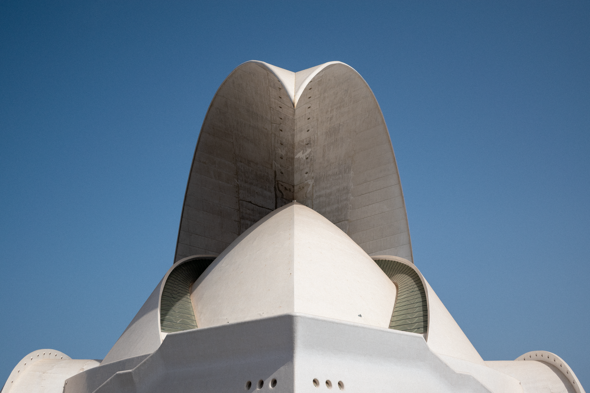 Front view of the Auditorio de Tenerife, an iconic modern landmark in Spain.