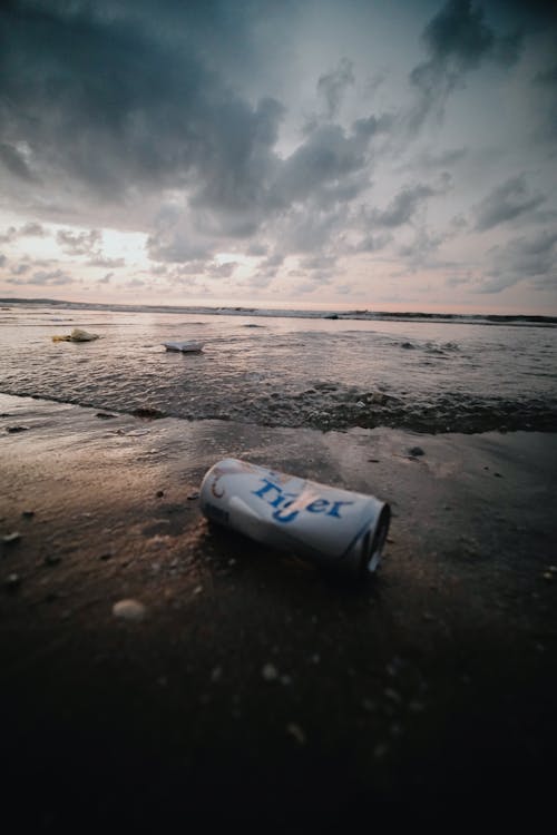 A Disposable Can on the Beach Sand · Free Stock Photo