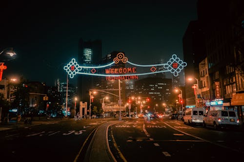 Free City Street With Cars during Night Time Stock Photo